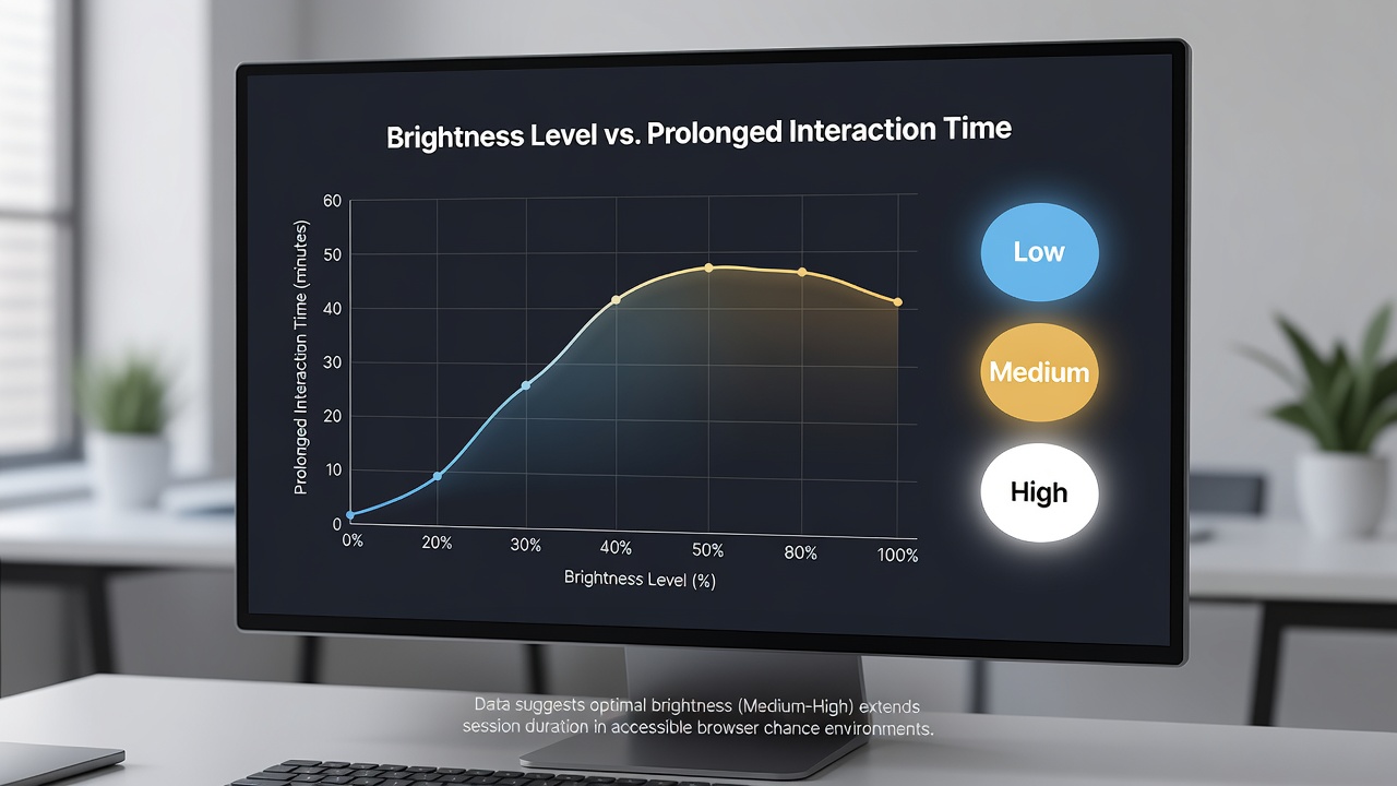 Visualization of brightness preferences mapped against interaction durations in online entertainment systems over a full daylight cycle