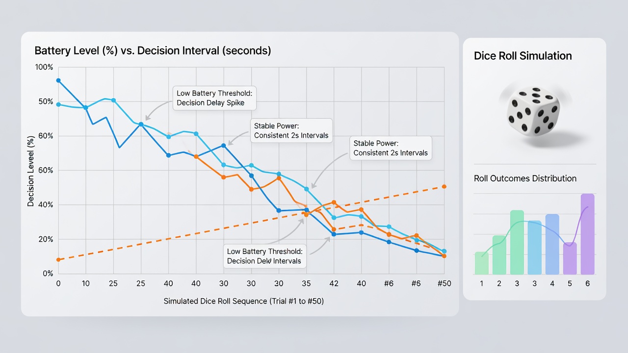 Graph illustrating decision interval changes correlated with decreasing battery percentages on portable devices